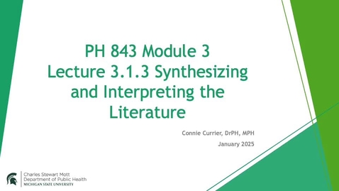 Thumbnail for PH 843 3.1.3 Synthesizing and Interpreting the Literature