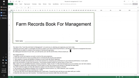 Thumbnail for Downloading or printing the Farm Records Book for Management