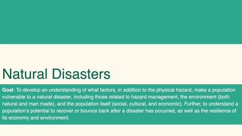 Thumbnail for ISS310: Introduction to Natural Disasters