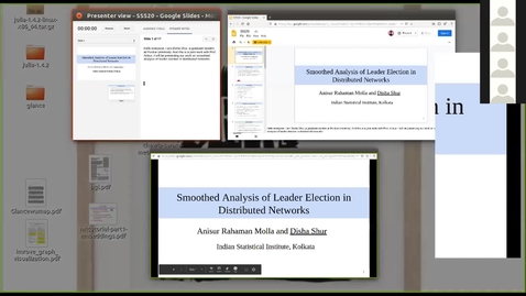 Thumbnail for entry SSS 2020: Day 2: Session 4: Talk 2: Smoothed Analysis of Leader Election in Distributed Networks. Anisur Rahaman Molla and Disha Shur