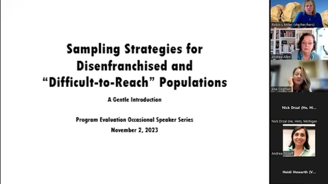 Thumbnail for entry Sampling Strategies for Disenfranchised and &quot;Difficult-to-Reach&quot; Populations