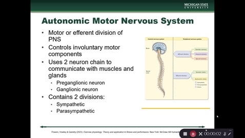 Thumbnail for KIN 310 Wrap Up of Lecture 6 Nervous System