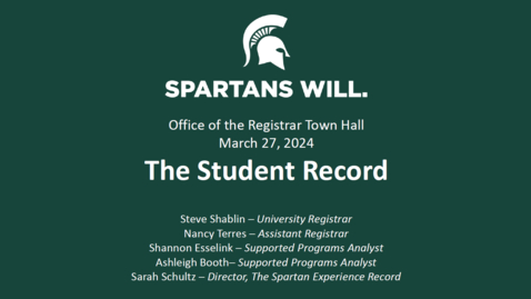 Thumbnail for The Student Record - RO Town Hall