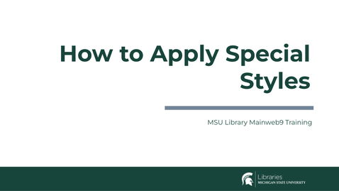Thumbnail for How to Apply Special Styles