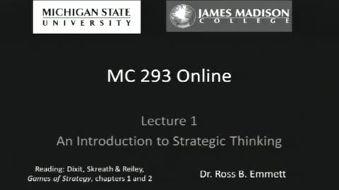 Thumbnail for entry Lecture 1: Introduction to Strategic Thinking