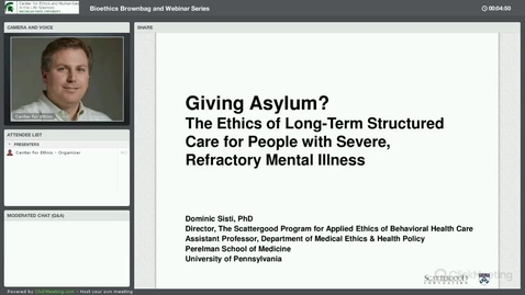Thumbnail for entry Giving Asylum? The Ethics of Long-Term, Structured Care for People with Severe, Refractory Mental Illness