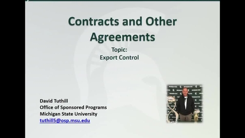 Thumbnail for Contracts and Other Agreements: Export Control (D. Tuthill)