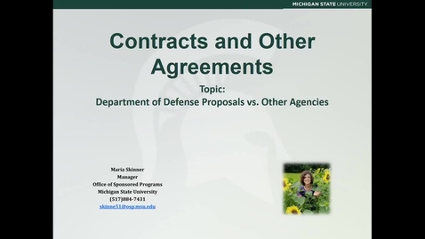 Thumbnail for entry Contracts and Other Agreements: Department of Defense Proposals vs. Other Agencies (M. Skinner)