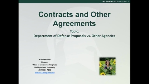 Thumbnail for Contracts and Other Agreements: Department of Defense Proposals vs. Other Agencies (M. Skinner)
