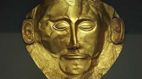 Thumbnail for entry Mask of Agamemnon, from shaft grave V, grave circle A, Mycenae, c.1550-1500 B.C.E.