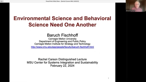 Thumbnail for 2024 Rachel Carson Distinguished Lecture by Baruch Fischhoff