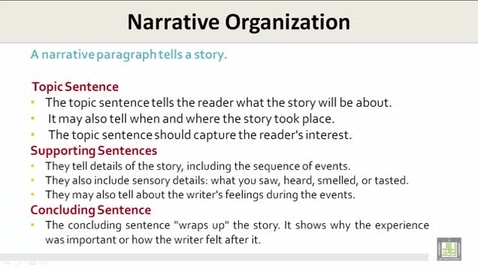 Thumbnail for entry Elements of a Narrative Paragraph