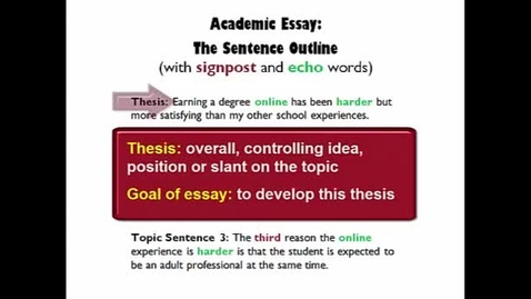 Thumbnail for entry Topic Sentences