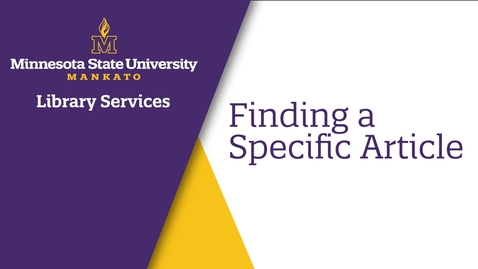 Thumbnail for Finding a Specific Article
