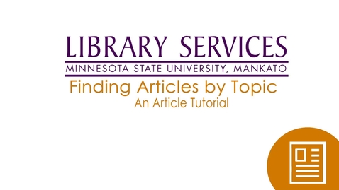 Thumbnail for entry Finding Articles by Topic