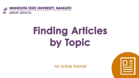 Thumbnail for Finding Articles by Topic