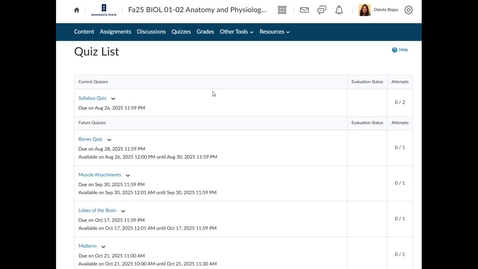 Thumbnail for Take a Quiz in D2L Brightspace