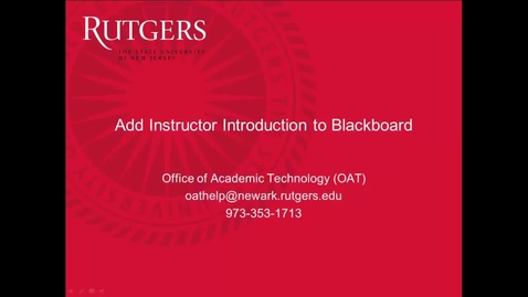 Thumbnail for entry Create instructor introductions in Blackboard