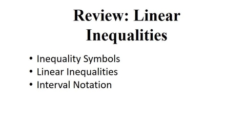 Thumbnail for Part 1 Review: Inequalities
