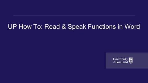 Thumbnail for Read Aloud and Speak Functions in Word