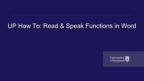 Thumbnail for entry Read Aloud and Speak Functions in Word