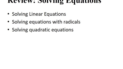 Thumbnail for Part 1 Review: Solving Equations