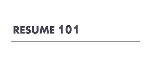 Thumbnail for Resume 101