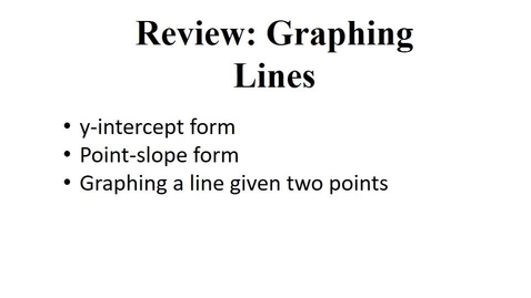 Thumbnail for entry 2.3 Review: Graphing Lines