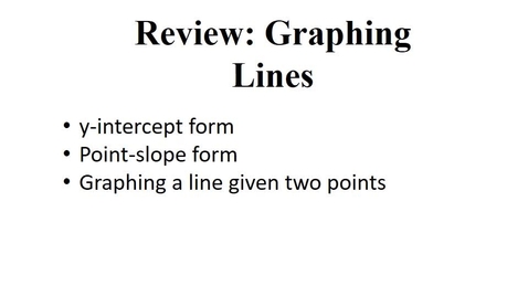 Thumbnail for 2.3 Review: Graphing Lines