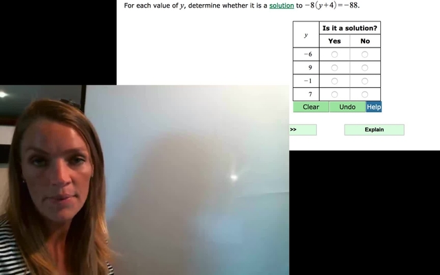 Identifying solutions to a linear equation in one variable- Two-step ...