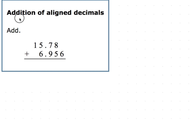 Addition of aligned decimals