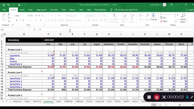 Inventory worksheet