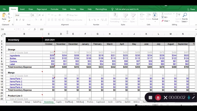 How to complete the inventory worksheet