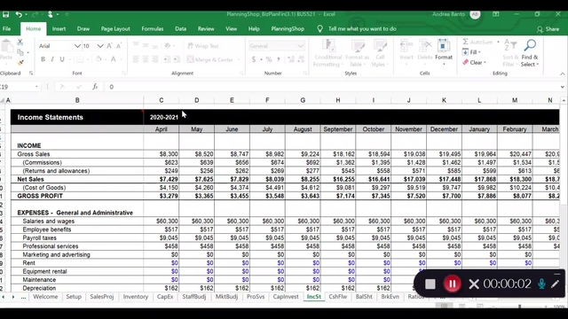 Income Statement Worksheet