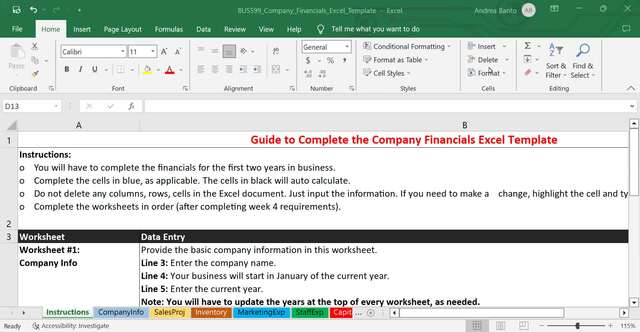 Excel Template Overview