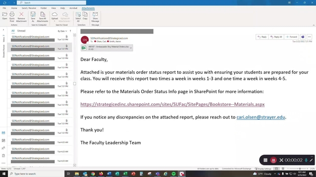 Materials Order Status Reports - New for Spring 2022 (Final)