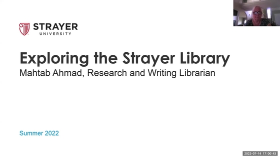 Exploring the Strayer Library - July 14 2022
