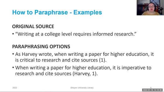Example of Paraphrasing