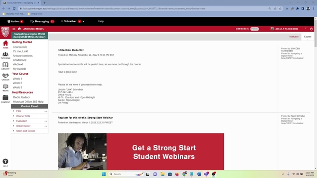 How to access the Webtext through Learn