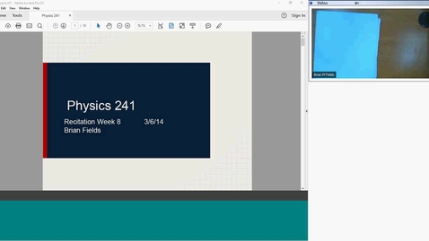 Thumbnail for entry Physics 241 Recitation 8 2018-07-06