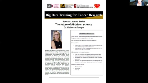 Thumbnail for entry Big Data Training for Cancer Research Special Lecture Series: Dr. Rebecca Doerge