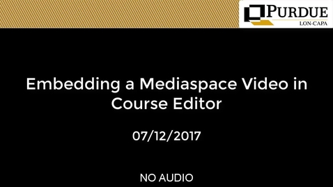 Thumbnail for entry LON-CAPA:  Embedding a Video Using Course Editor