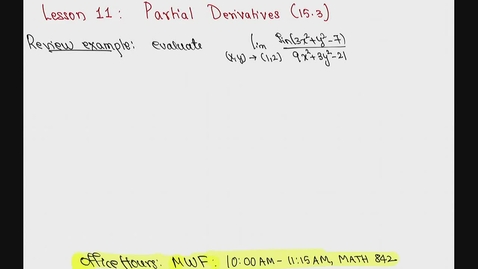 Thumbnail for entry Spring 2024 - MA261 - Sunkula (Lesson11 - Partial Derivatives)