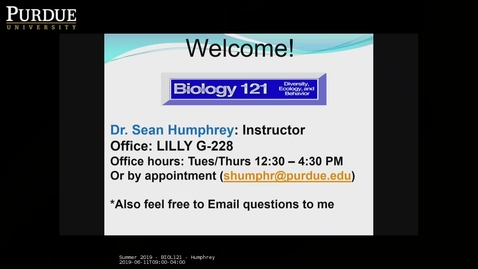 Thumbnail for Summer 2019 - BIOL121 - Humphrey