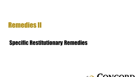Thumbnail for Specific Restitutionary Remedies