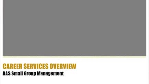 Thumbnail for Career Services AAS Small Group Management