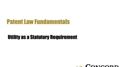 Thumbnail for Utility as a Statutory Requirement