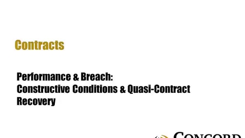 Thumbnail for Constructive Conditions and  Quasi-Contract Recovery