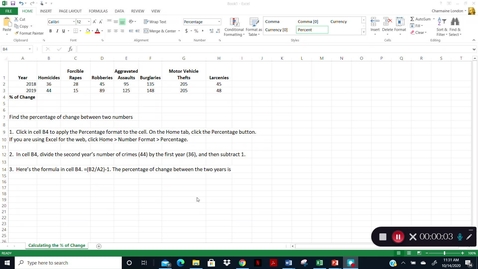 Thumbnail for Calculating the Percentage of Change in Excel
