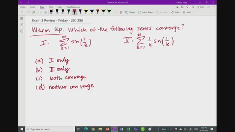 Thumbnail for Spring 2022 - MA166 - Hood (2:30) - Exam 3 Review - Wednesday